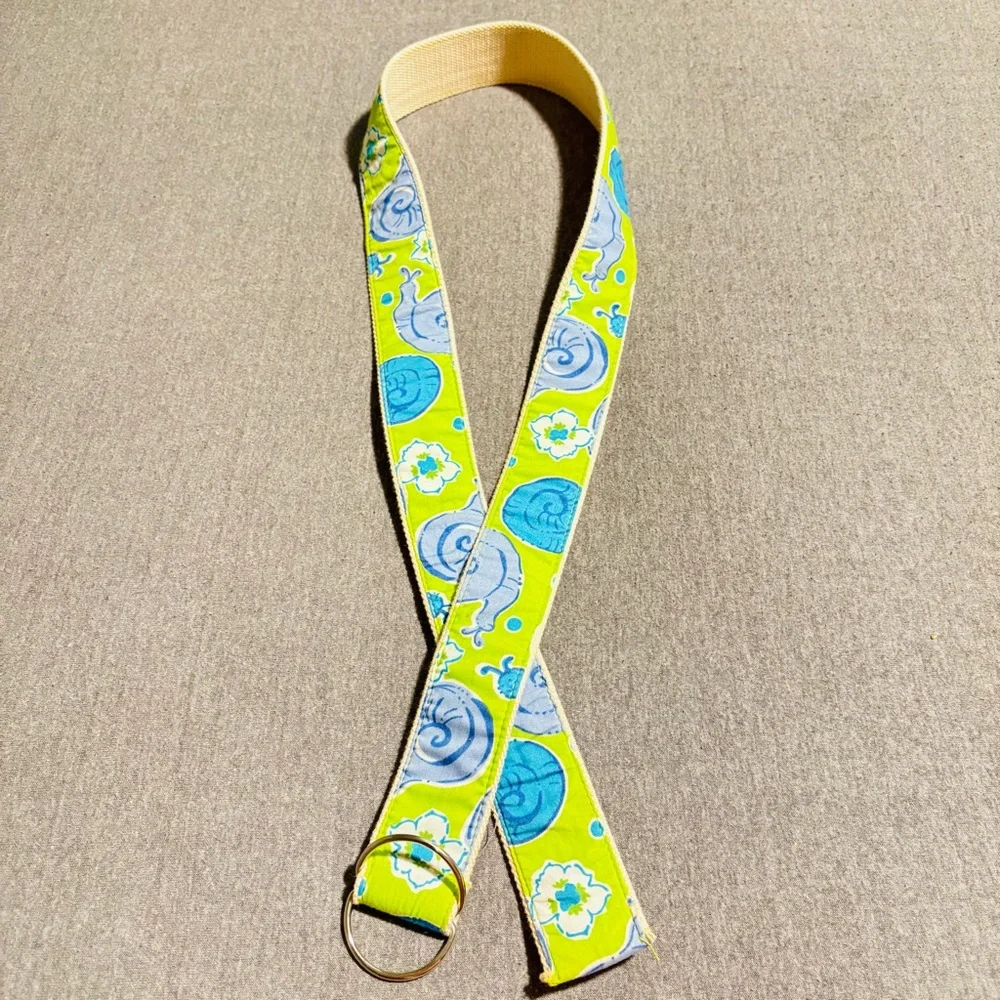 Lilly Pulitzer Blue and Green Canvas Belt 100%Cotton